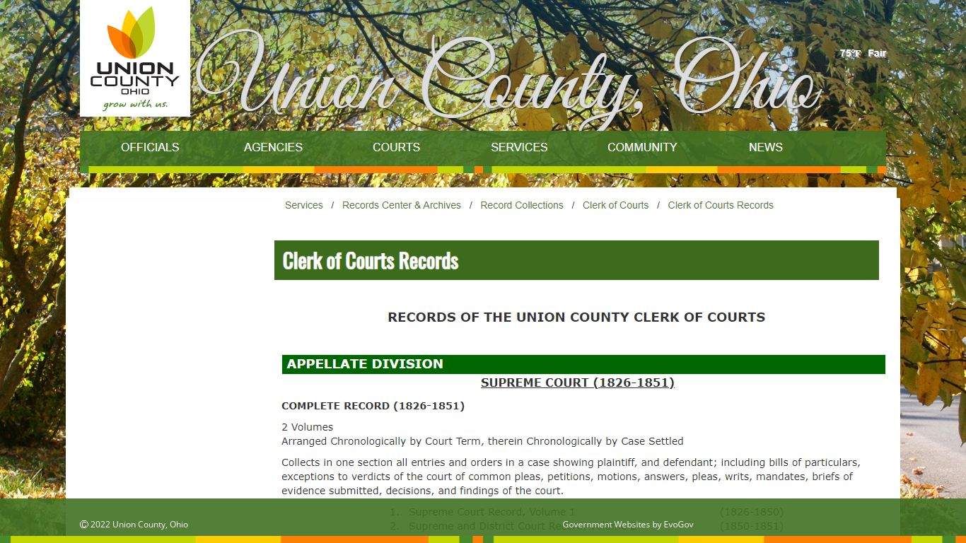 Union County, OhioClerk of Courts Records